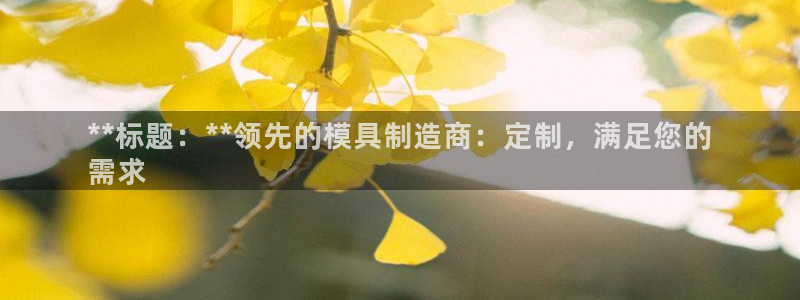 太阳集团网站多少：**标题：**领先的模具制造商：定制，满足您的
需求